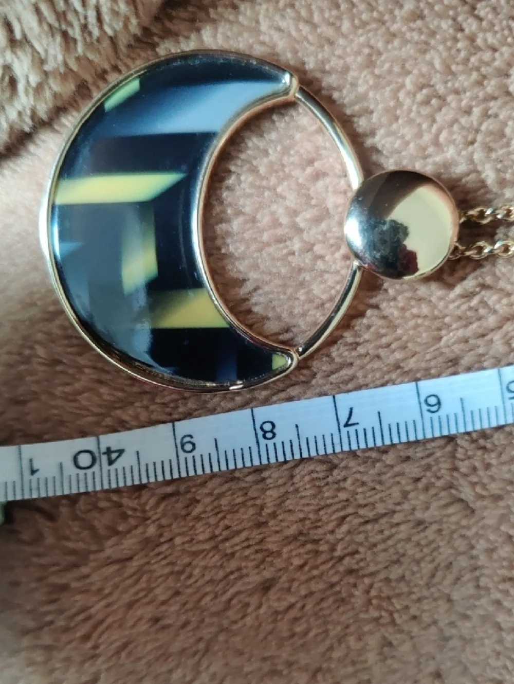 Ann Taylor Gold and Black Crescent Pendant Necklace